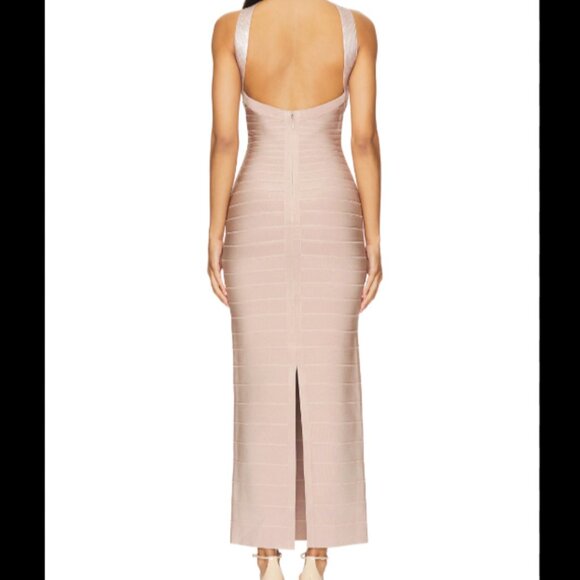 Herve Leger Sequin Bruna Gown in BARE - Picture 2 of 7